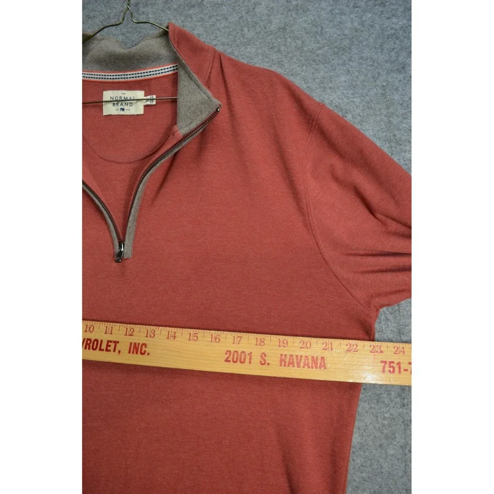 The Normal Brand Sweater‎ Mens Large Red Quarter Zip Mock Neck Long Sleeve